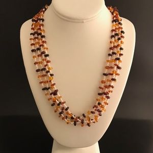 Amber and heishi bead necklace
